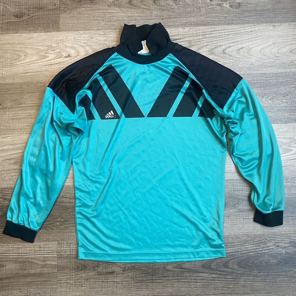 Vintage Adidas Equipment Goalkeeper Jersey Mens Medium Green Black 90s